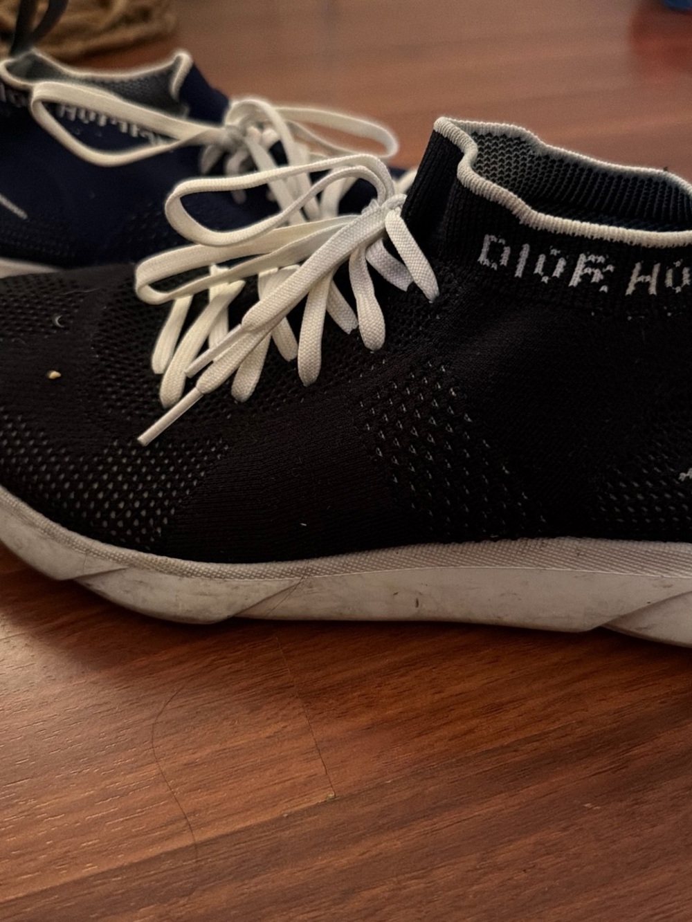 Dior Black Knit High-Top Sneakers with White Laces